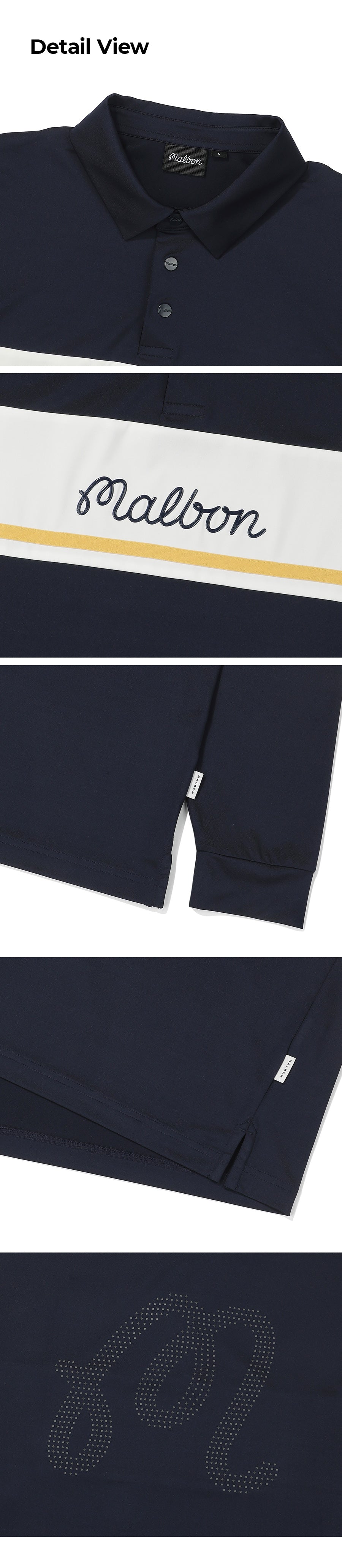 Malbon Korea Men's Tech Color Block Polo Shirt