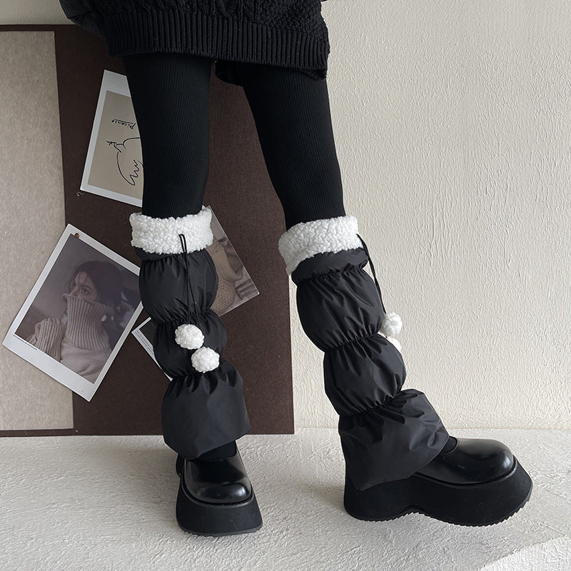 Winter Windproof Wool Lace Leg Warmers, warm leg covers for women