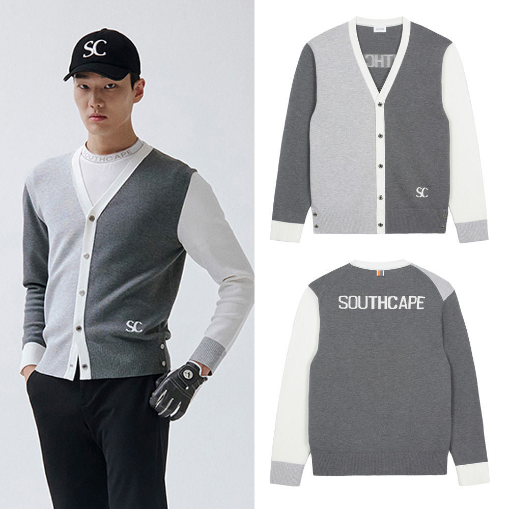 SOUTHCAPE Men's Golf Knitted Cardigan V-neck Top shirt