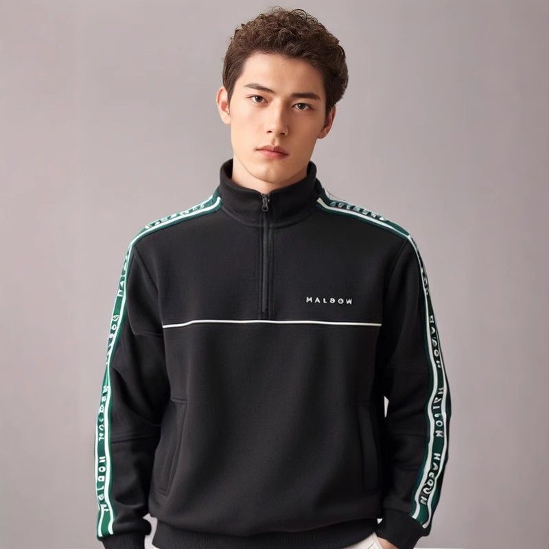 MALBON GOLF Korea 2025 Men's Half-Zip Long-Sleeve Top Casual Golf Sweatshirt for Men
