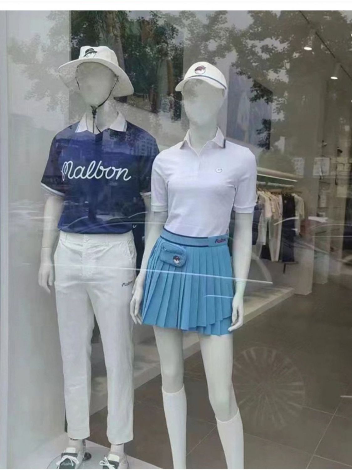MALBON Korea original Women Golf Skirt, pleated, slim elasticated waist with small ball bag