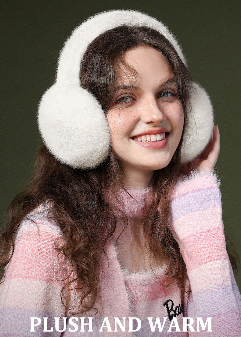 GREEN STAR Warm Earmuffs plush ear covers over hat
