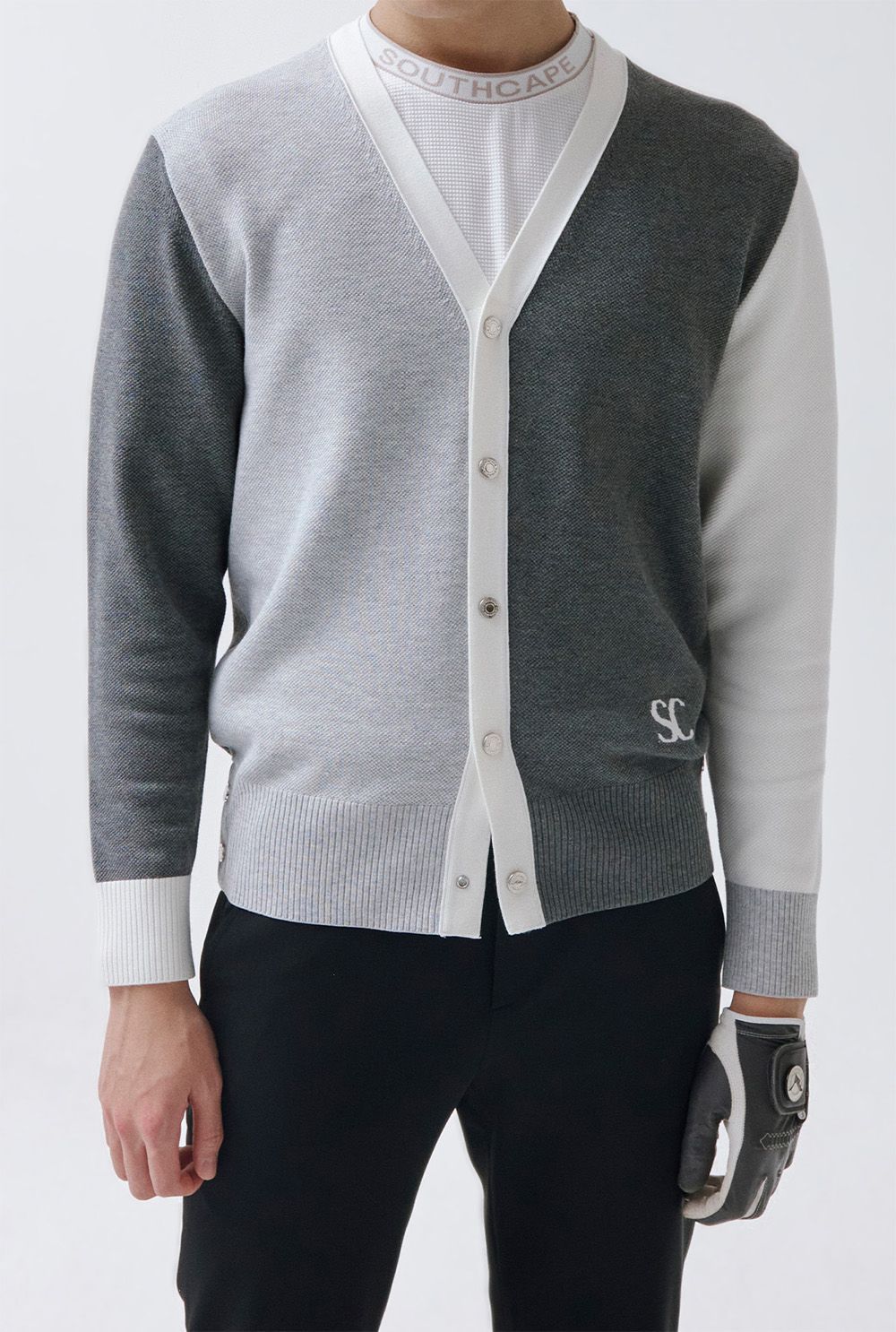 SOUTHCAPE Men's Golf Knitted Cardigan V-neck Top shirt