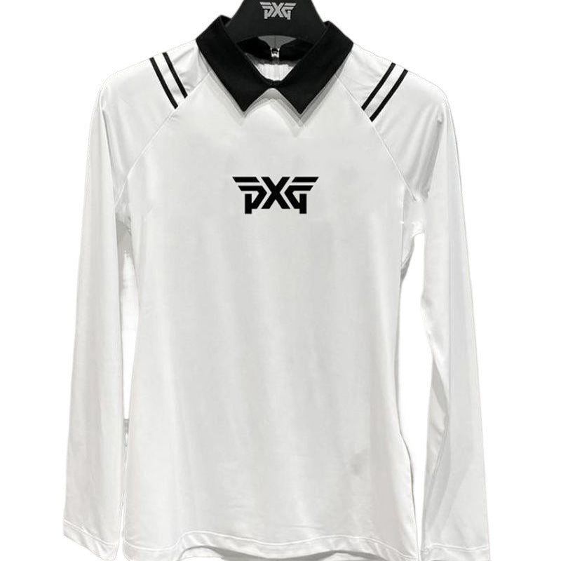 PXG Korea Women's Long Sleeve Golf Shirt Slim Fit Stretch Quick Drying Polo Jersey Top