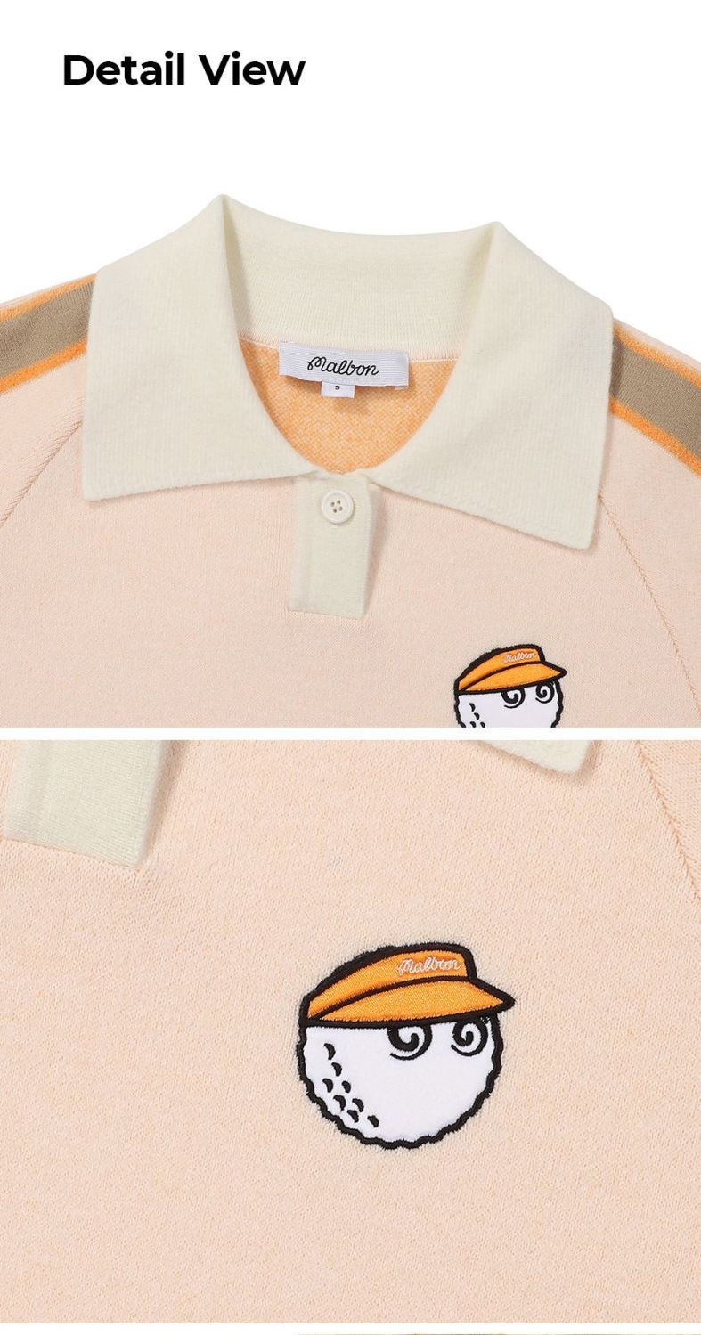 Malbon Korea Sleeve Contrast Collared Top Sweater Women FW24 knit shirt