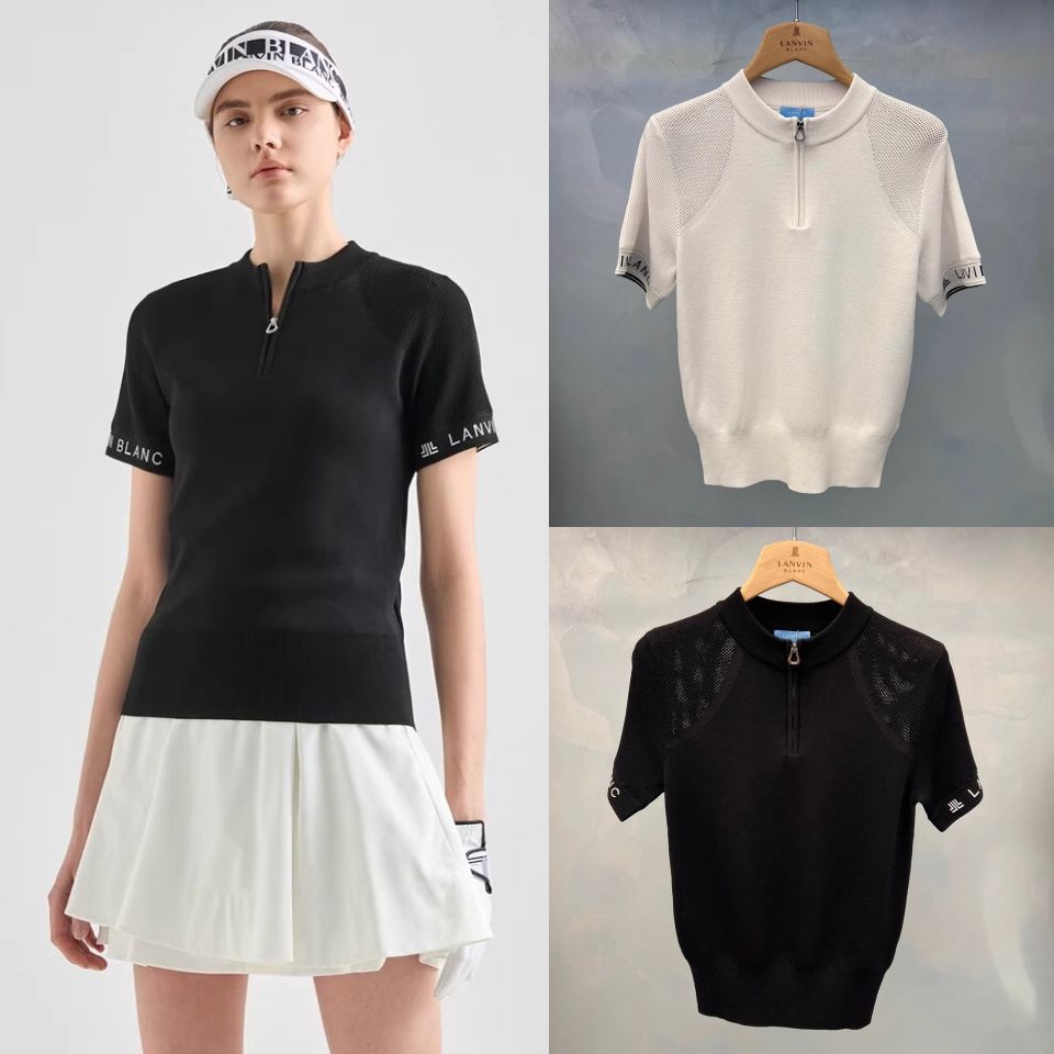 LANVIN BLANC Korea Women's Golf Short Sleeve zip-up top Shirt