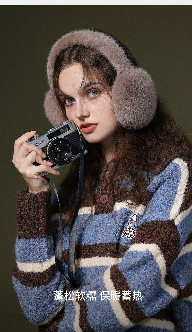 GREEN STAR Warm Earmuffs plush ear covers over hat
