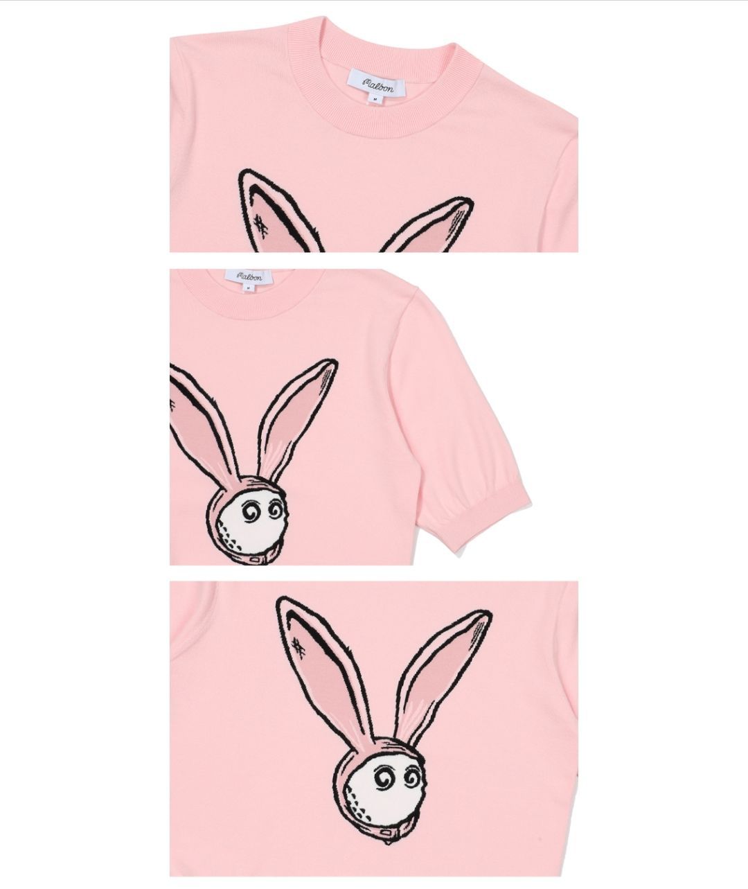 MALBON GOLF Korea 2025 Women's Knitted Round-Neck Knit Top Rabbit Short-sleeve Shirt