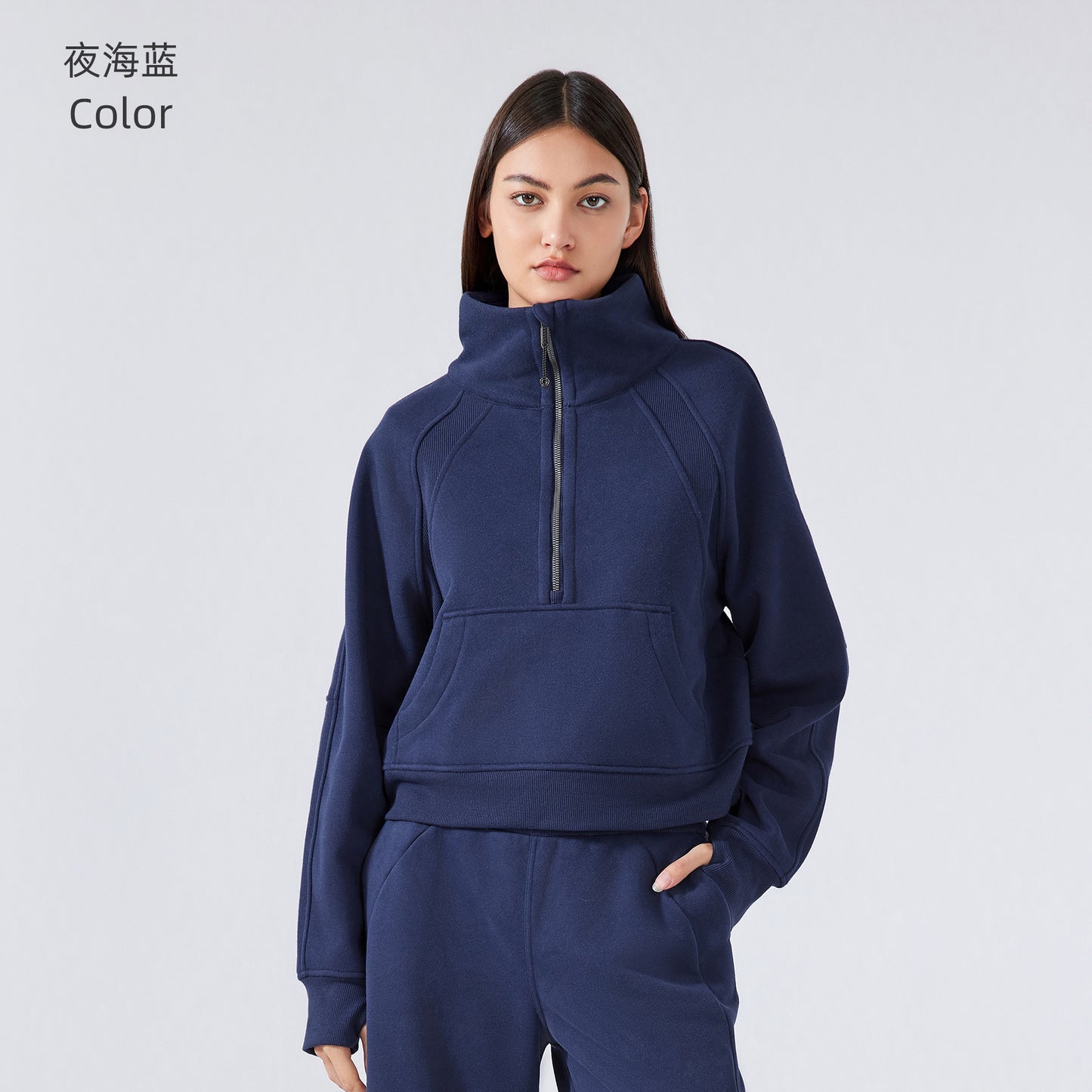 GREEN STAR Half-zip High stand-up collar Golf Shirt Women's FW warm fleece Sweatshirt