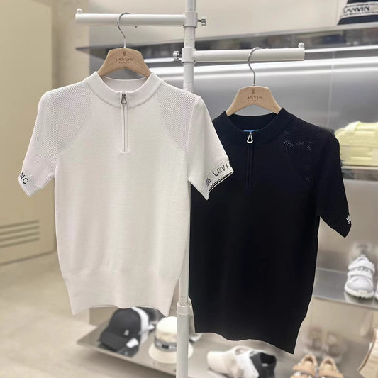 LANVIN BLANC Korea Women's Golf Short Sleeve zip-up top Shirt