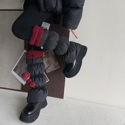 Winter Windproof Wool Lace Leg Warmers, warm leg covers for women