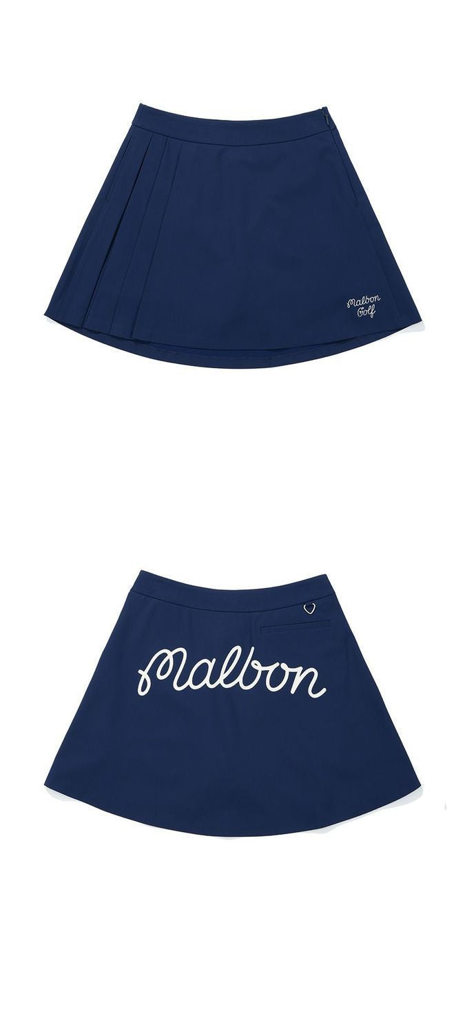 Malbon Korea New Spring 2025 Women's Pleated Logo Lettered Golf Skirt