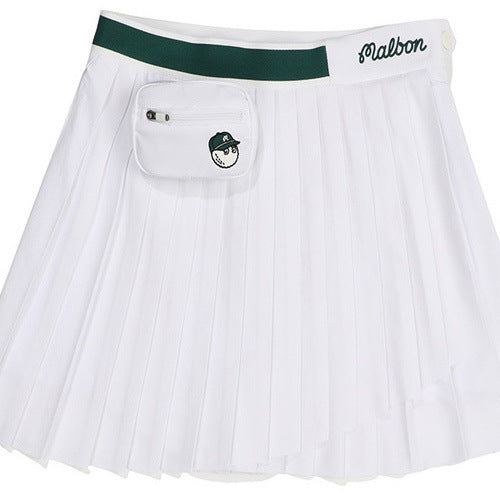 MALBON Korea original Women Golf Skirt, pleated, slim elasticated waist with small ball bag