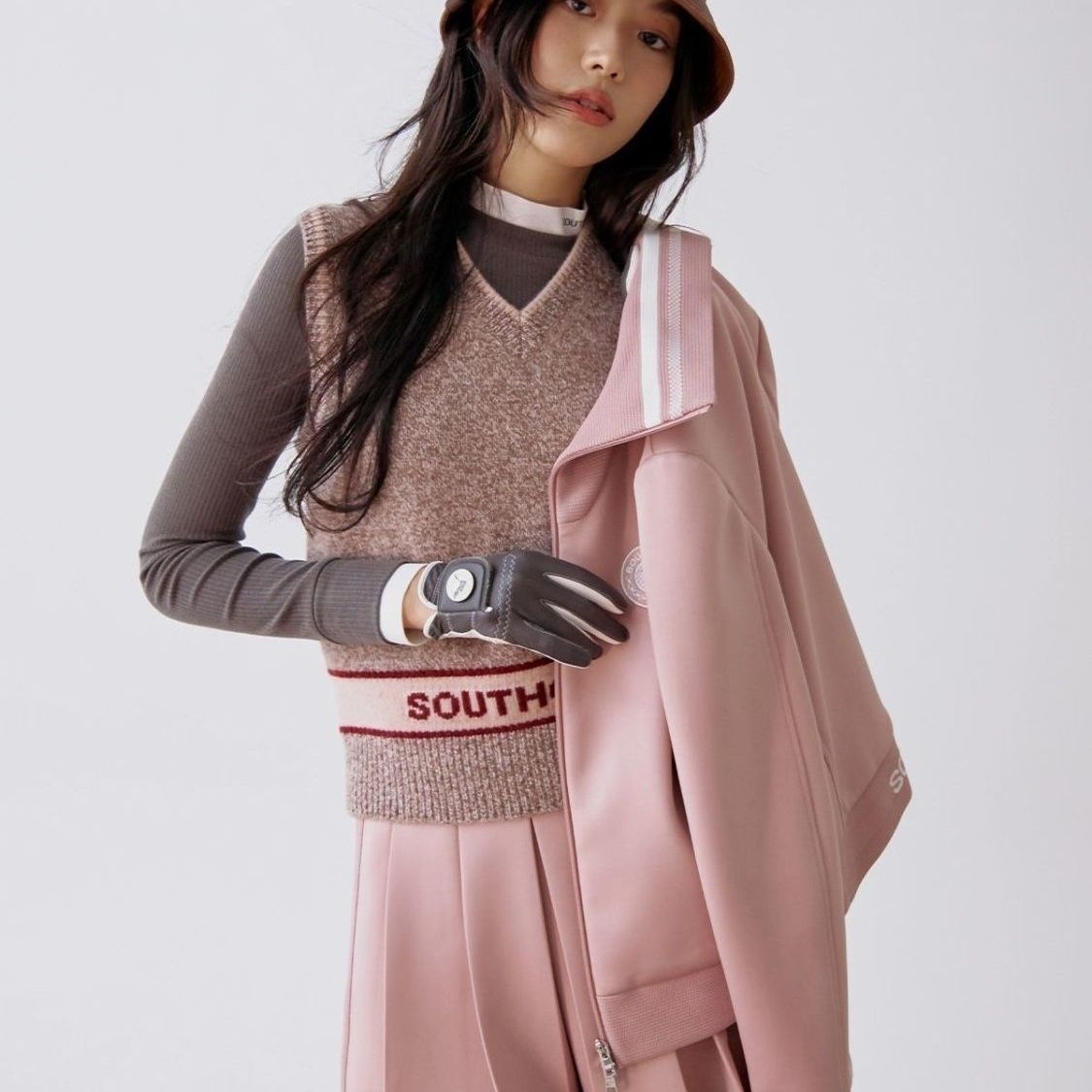 SOUTHCAPE Korean Golf Wear Women's FW Striped Lapel Jacket Outerwear