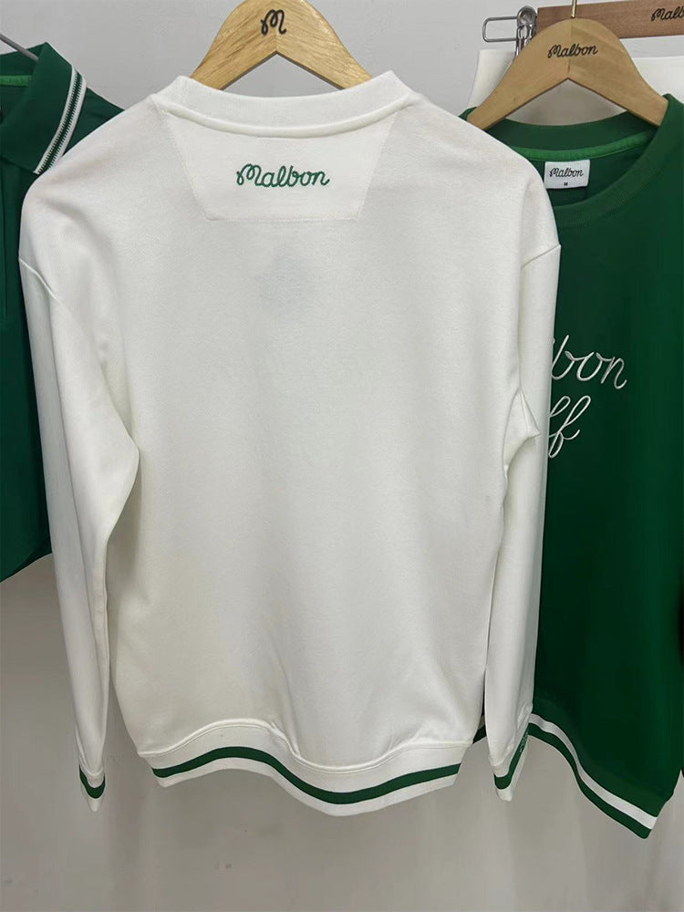 MALBON Korea Men's Golf Sweatshirt unisex embroidered round neck pullover top