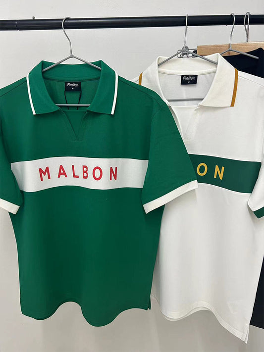 MALBON Korea Waffle Collar Block Shirt Men's Polo Shirt Quick Drying Top