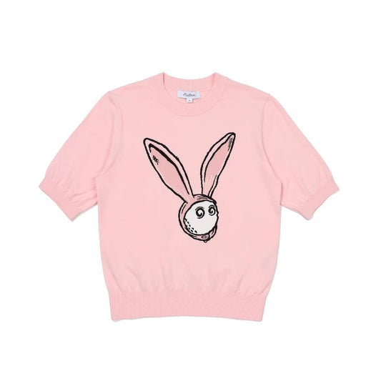 MALBON GOLF Korea 2025 Women's Knitted Round-Neck Knit Top Rabbit Short-sleeve Shirt