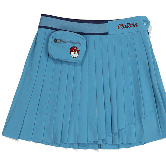 MALBON Korea original Women Golf Skirt, pleated, slim elasticated waist with small ball bag