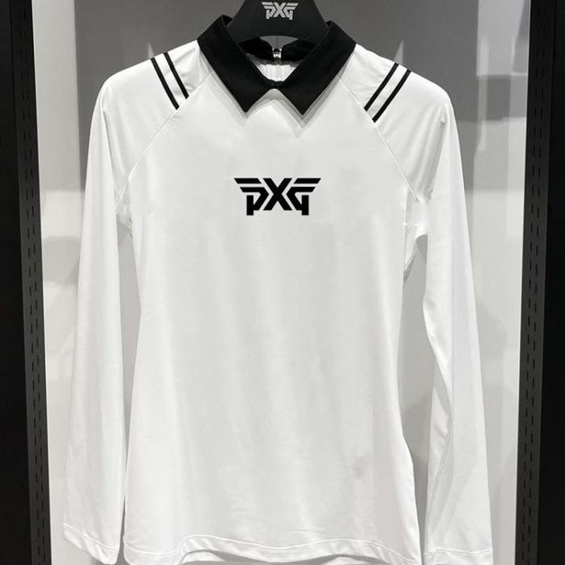 PXG Korea Women's Long Sleeve Golf Shirt Slim Fit Stretch Quick Drying Polo Jersey Top