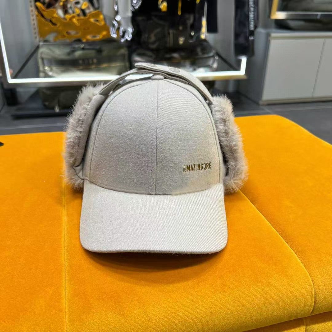 AMAZINGCRE Women FW24 New Winter Golf Hat Fur Ear Covering cap