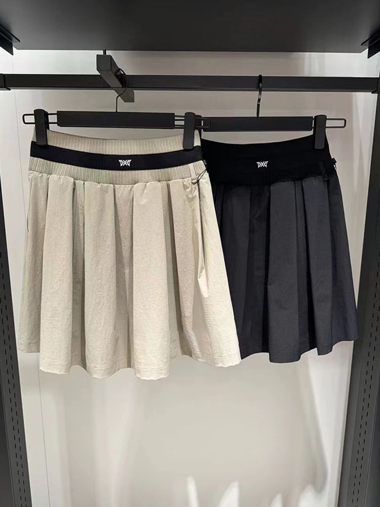PXG Korea Women's Elastic Waist Golf Skirt Pleated Anti-Wrinkle