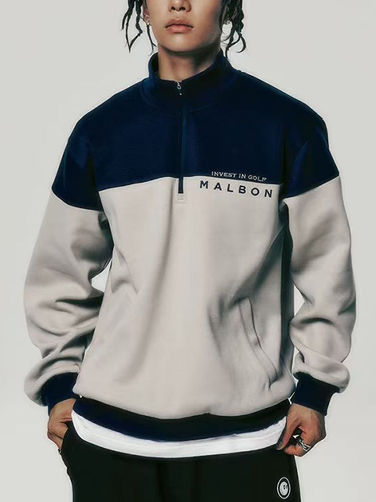 Malbon Korea Men's Half-Zip Color Block Golf Sweatshirt top