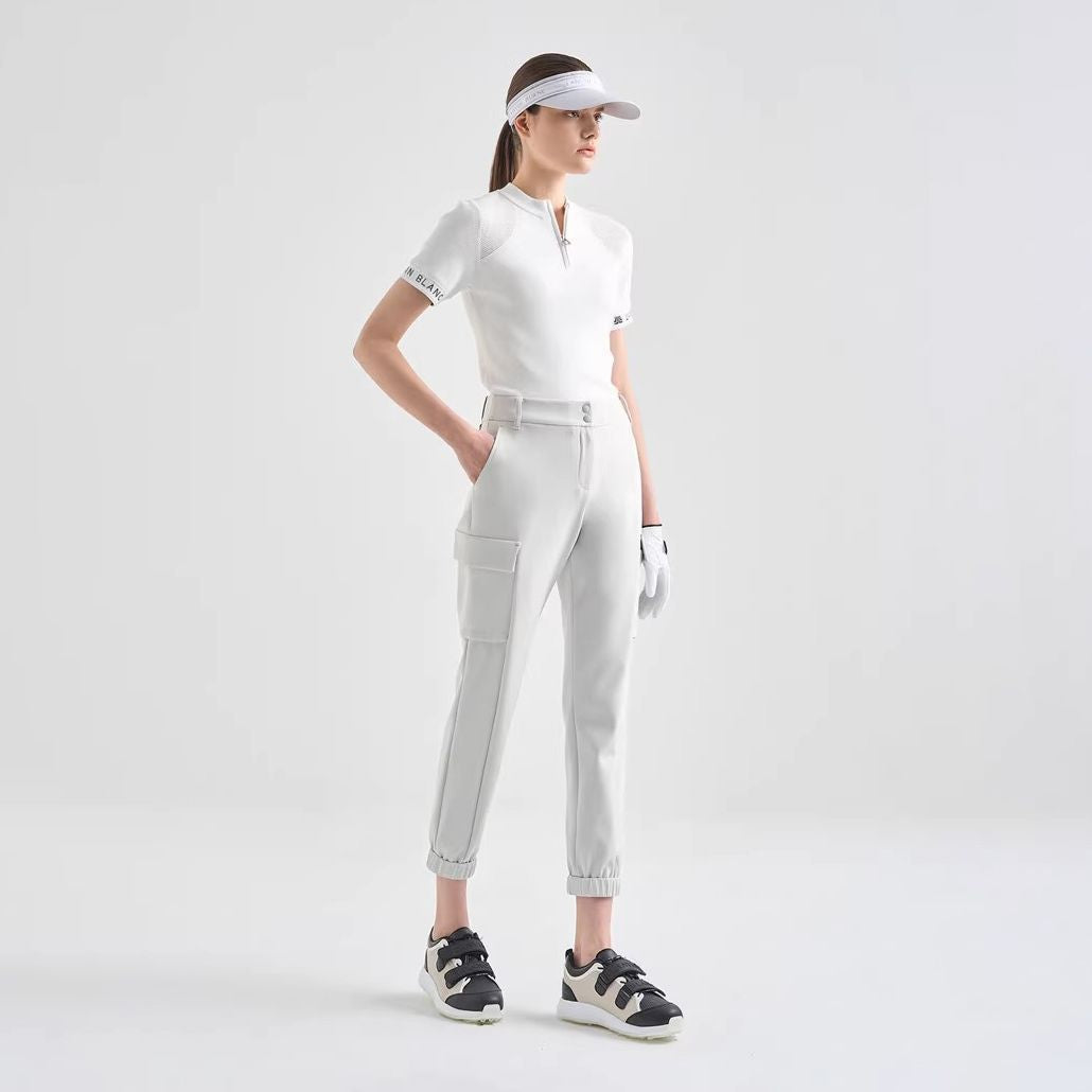 LANVIN BLANC Korea Women's Golf Short Sleeve zip-up top Shirt