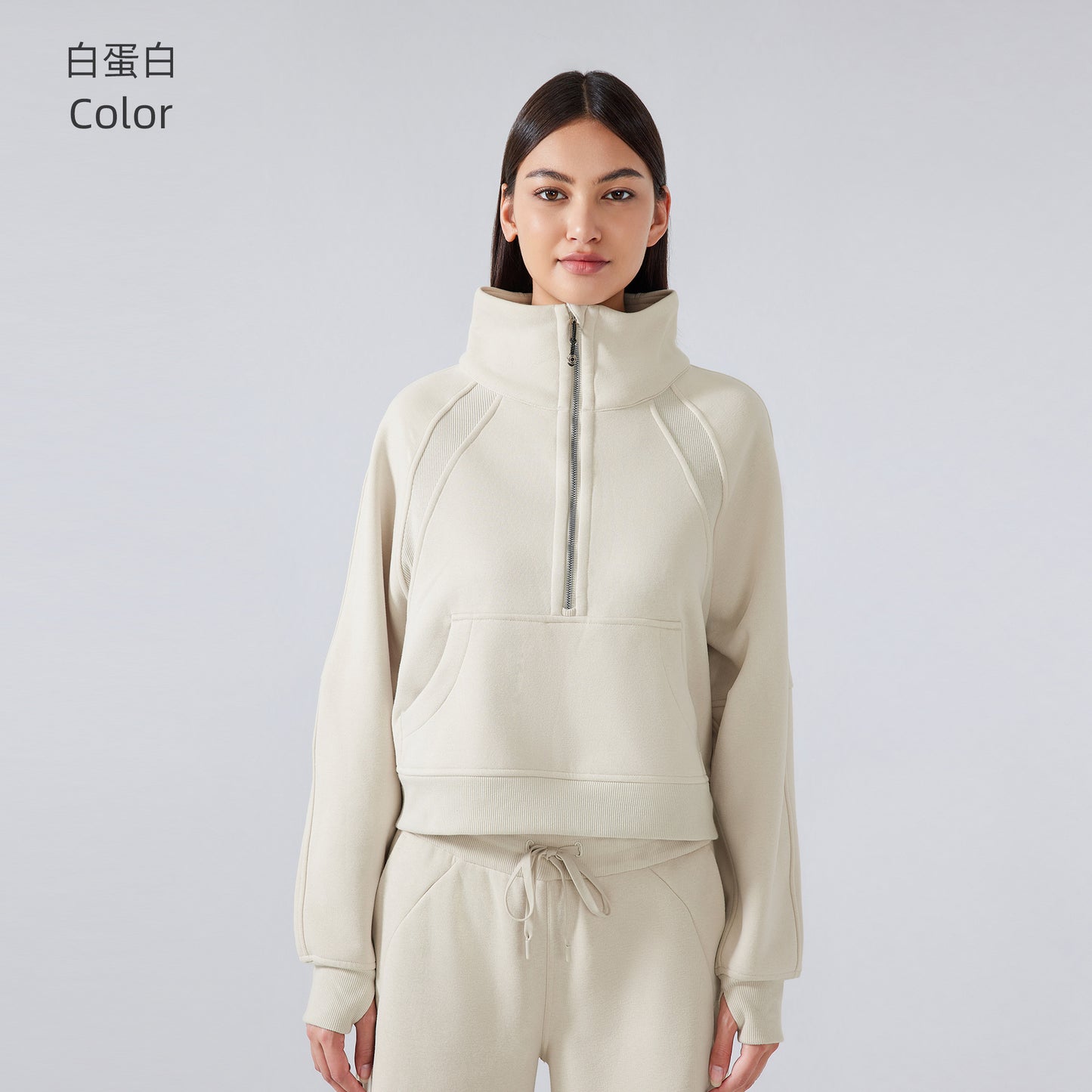 GREEN STAR Half-zip High stand-up collar Golf Shirt Women's FW warm fleece Sweatshirt