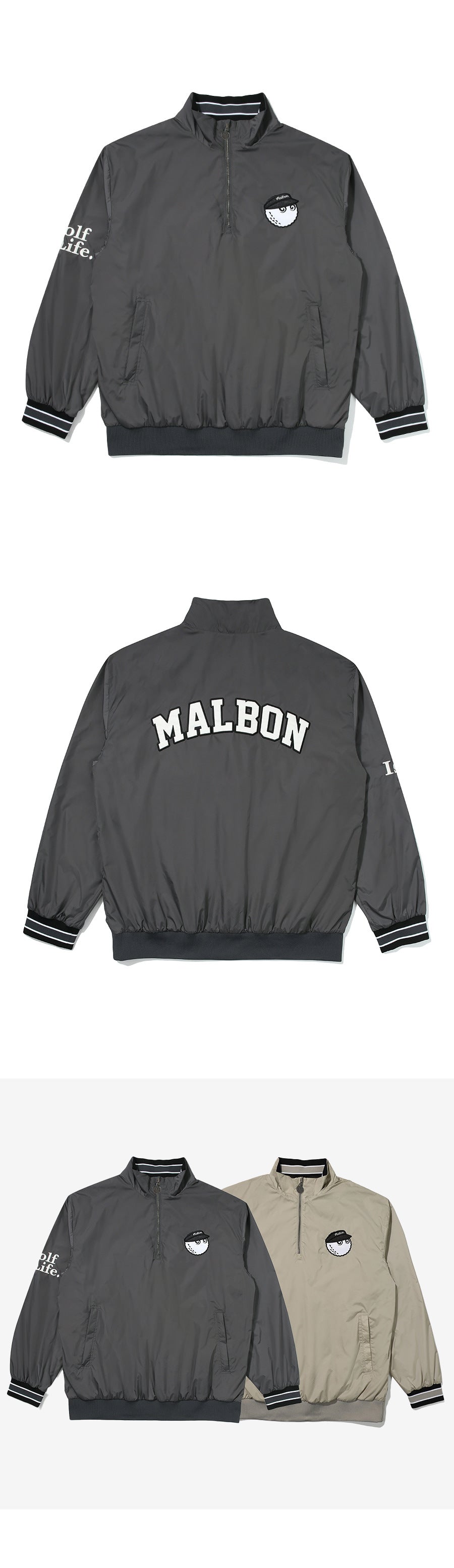 MALBON GOLF Korea Men Windbreaker Jacket light half-zip embroidered Outerwear