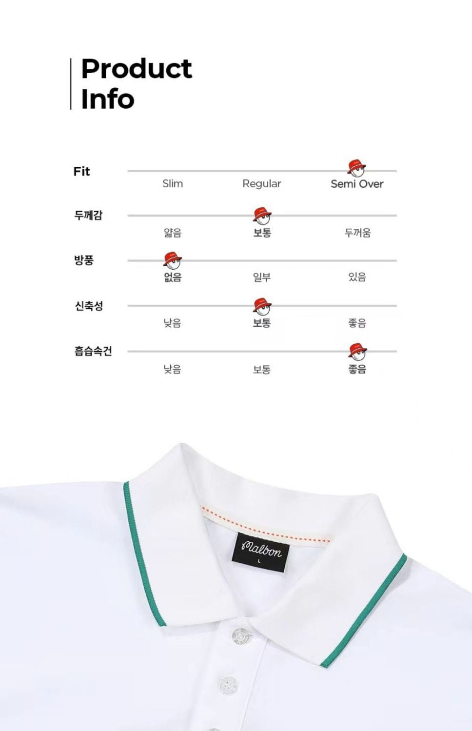MALBON Korea Men's Basic Polo Shirt SS Golf Apparel men's slim casual sports short sleeve t-shirt