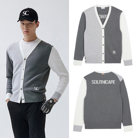 SOUTHCAPE Men's Golf Knitted Cardigan V-neck Top shirt