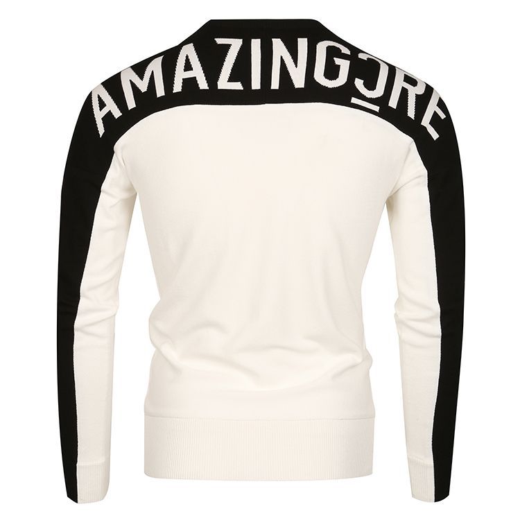AMAZINGCRE Men's Golf Knitted Sweater, FW outdoor casual pullover sports knit