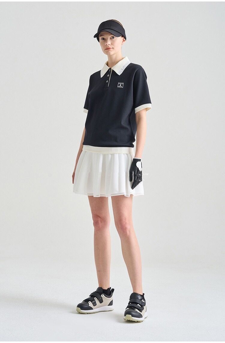 LANVIN BLANC Korea Women's Short-sleeved Collar Top casual golf shirt