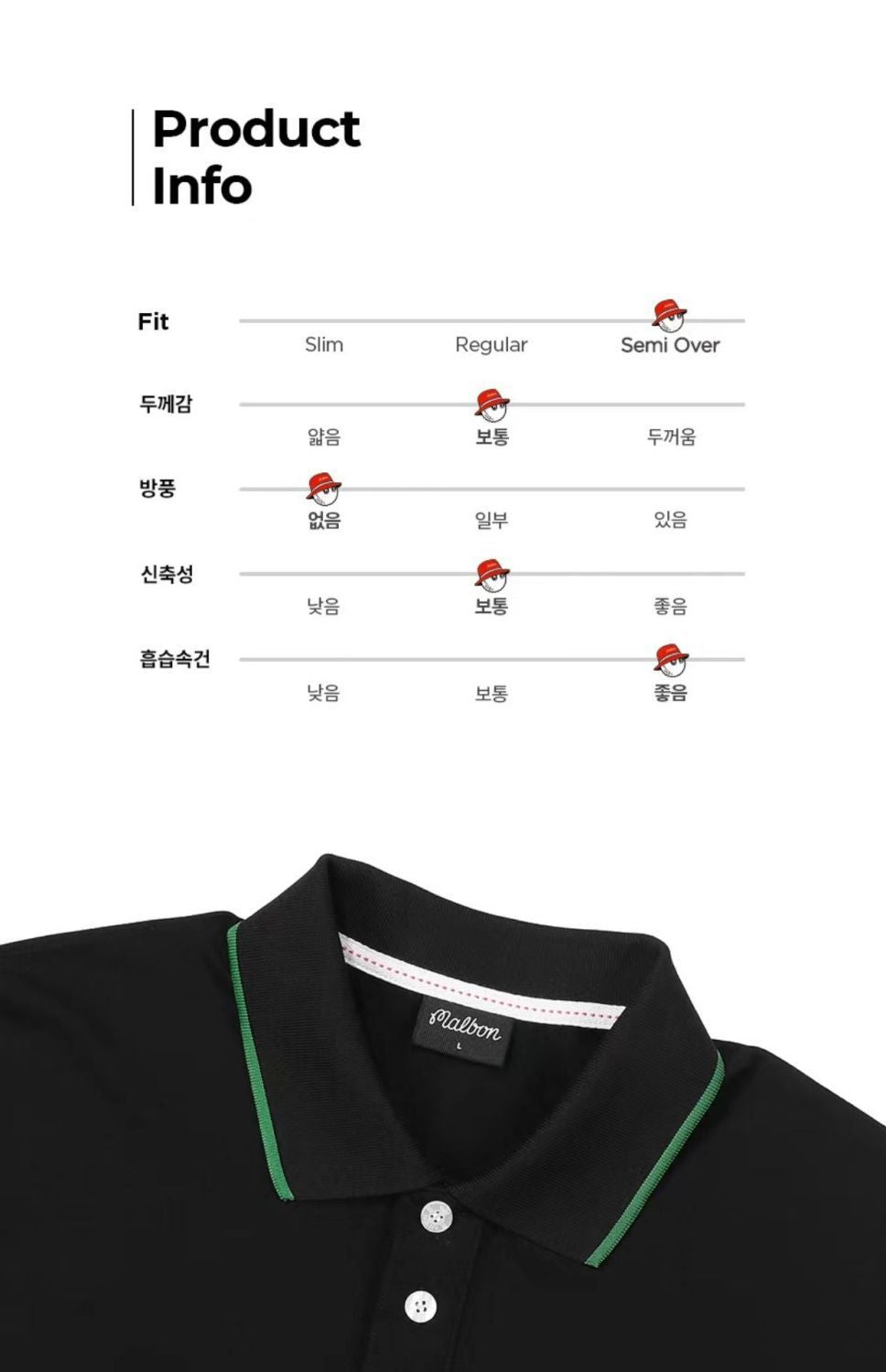 MALBON Korea Men's Basic Polo Shirt SS Golf Apparel men's slim casual sports short sleeve t-shirt