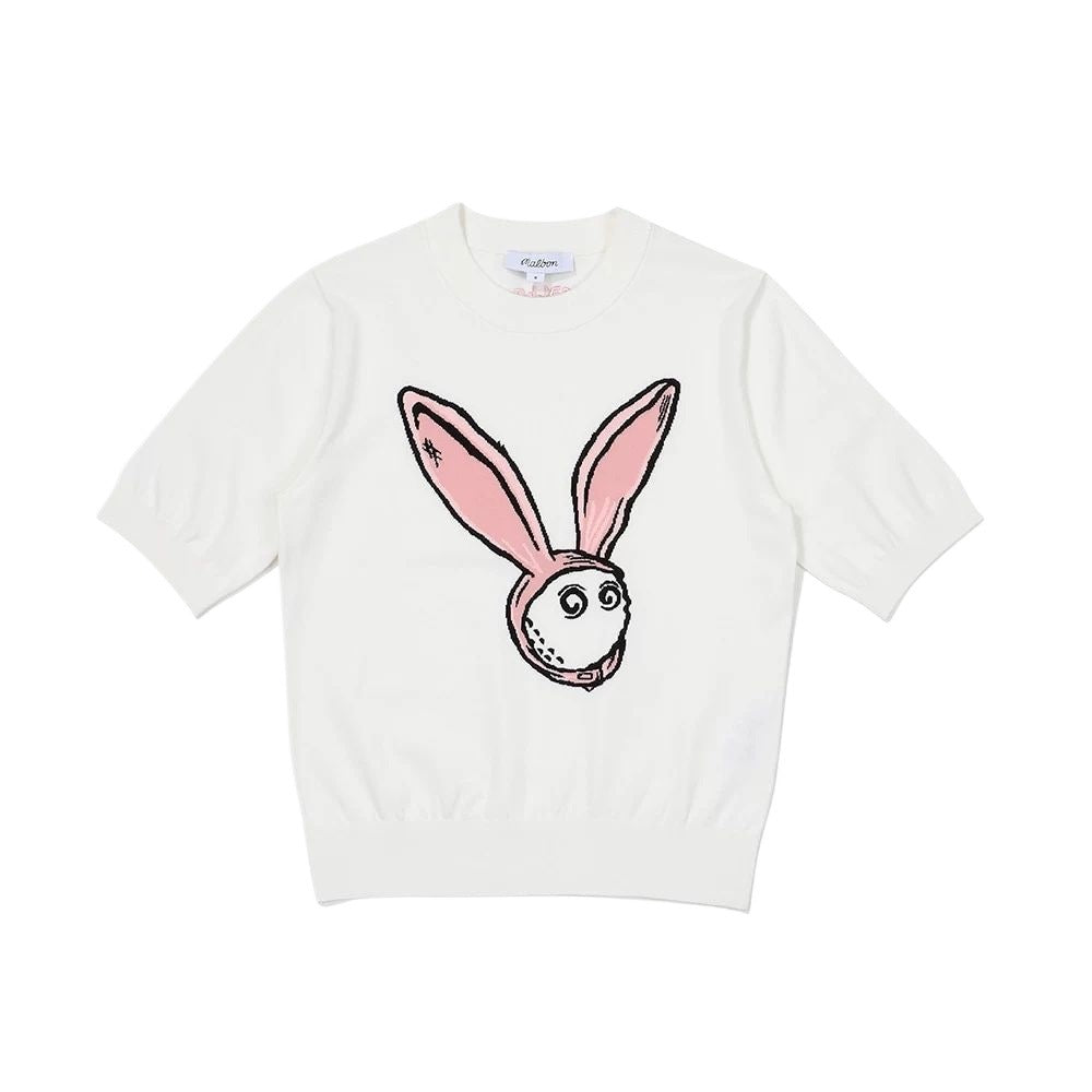 MALBON GOLF Korea 2025 Women's Knitted Round-Neck Knit Top Rabbit Short-sleeve Shirt