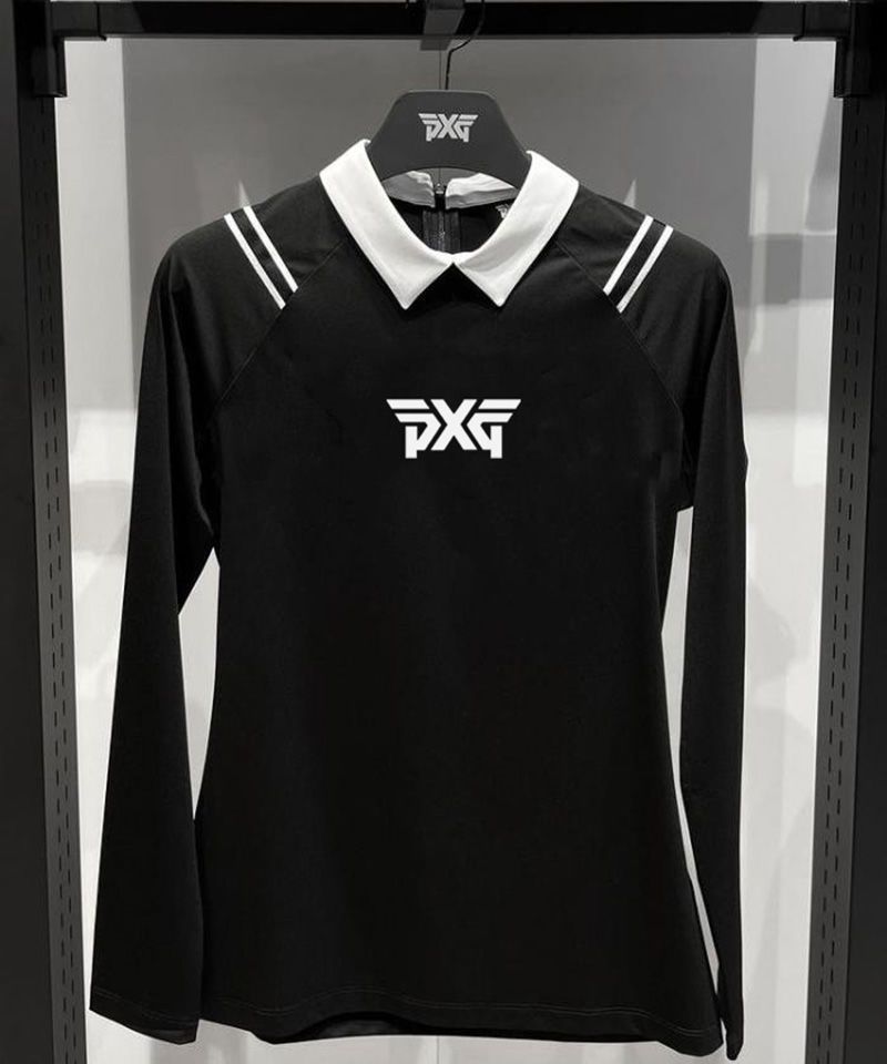 PXG Korea Women's Long Sleeve Golf Shirt Slim Fit Stretch Quick Drying Polo Jersey Top