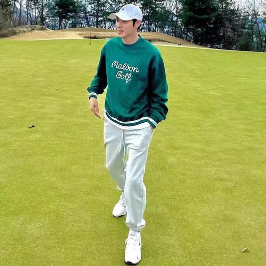 MALBON Korea Men's Golf Sweatshirt unisex embroidered round neck pullover top