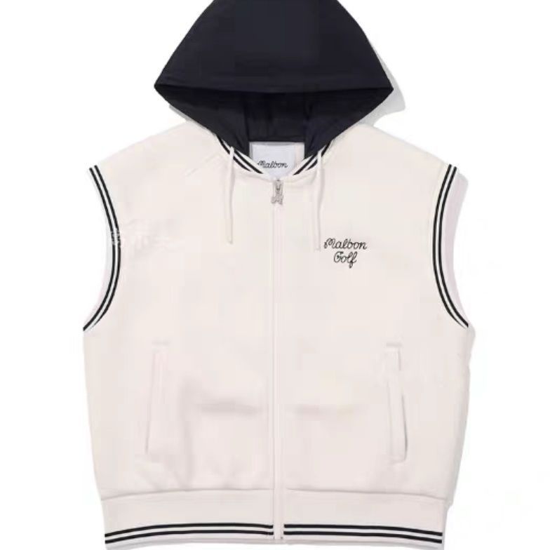 Malbon Korea FW24 Women's Golf Hood Zip-Up Sleeveless Jacket Outerwear