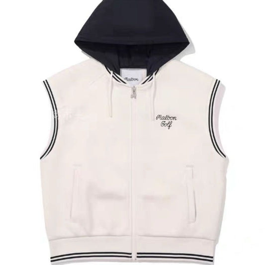 Malbon Korea FW24 Women's Golf Hood Zip-Up Sleeveless Jacket Outerwear