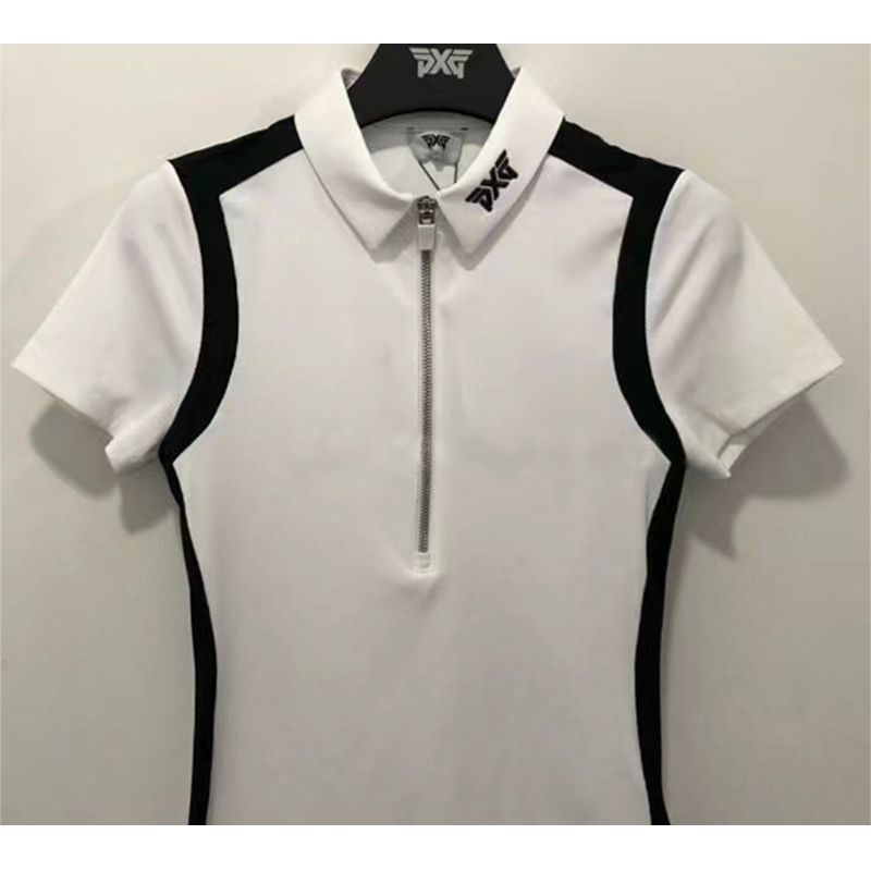 PXG Women Golf Polo Shirt SS Zipper Stretch Slim T-Shirt Casual Quick Drying Breathable Short Sleeves