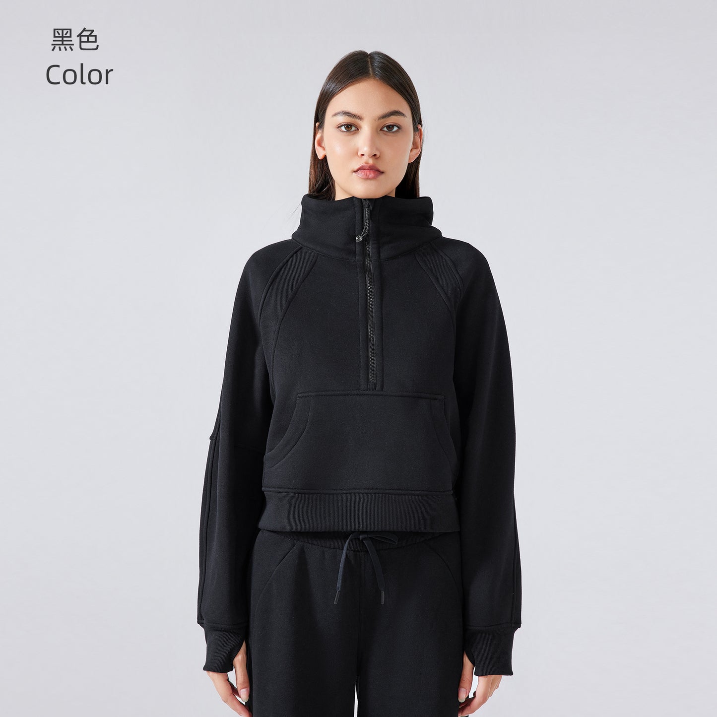 GREEN STAR Half-zip High stand-up collar Golf Shirt Women's FW warm fleece Sweatshirt