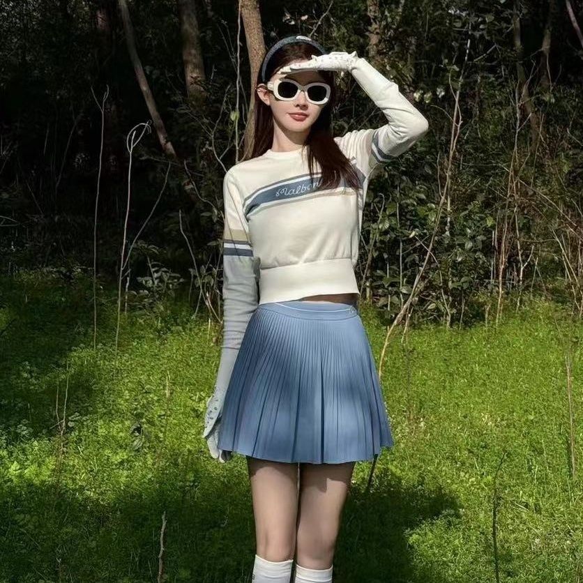 MALBON KOREA Women Round Neck Stretch Sweater Shirt Knit Top
