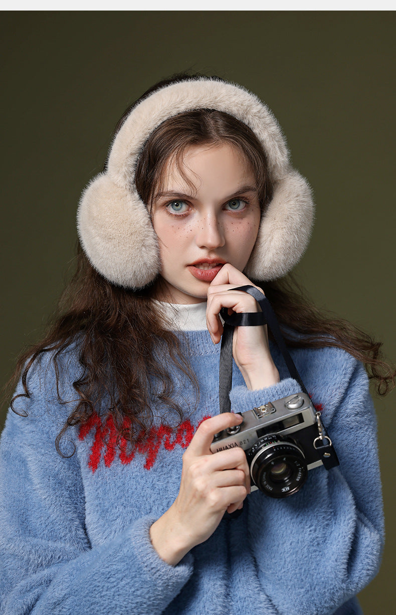 GREEN STAR Warm Earmuffs plush ear covers over hat