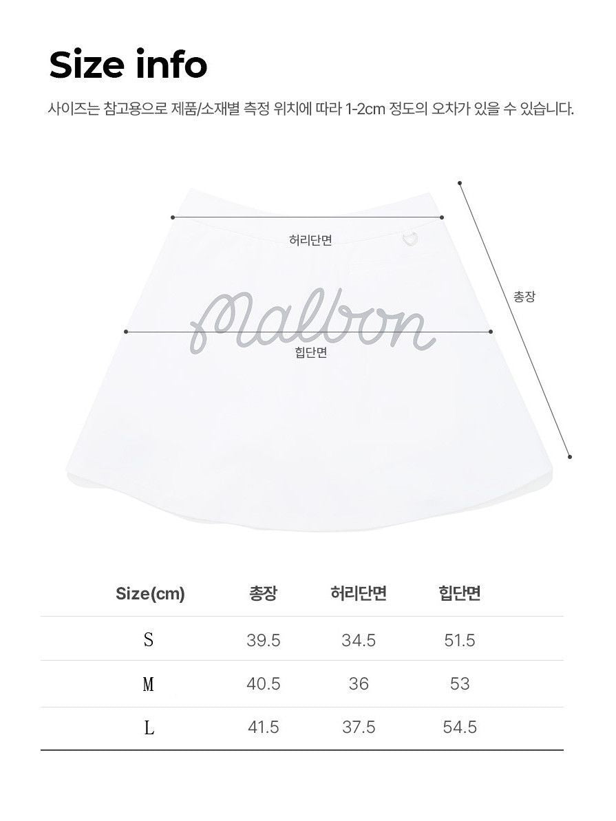 Malbon Korea New Spring 2025 Women's Pleated Logo Lettered Golf Skirt