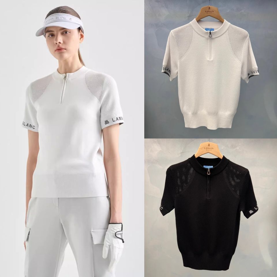 LANVIN BLANC Korea Women's Golf Short Sleeve zip-up top Shirt
