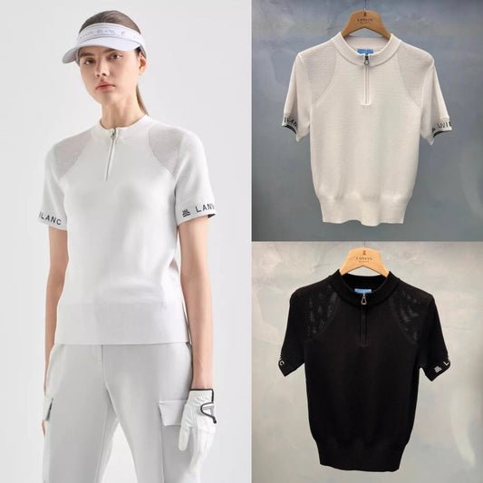 LANVIN BLANC Korea Women's Golf Short Sleeve zip-up top Shirt