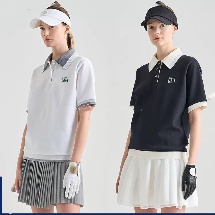 LANVIN BLANC Korea Women's Short-sleeved Collar Top casual golf shirt