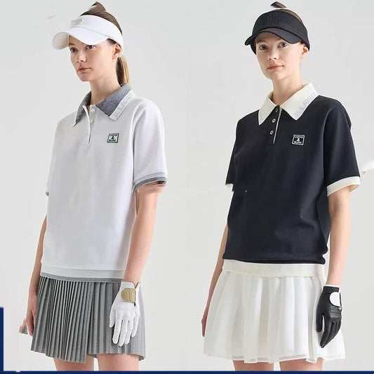 LANVIN BLANC Korea Women's Short-sleeved Collar Top casual golf shirt