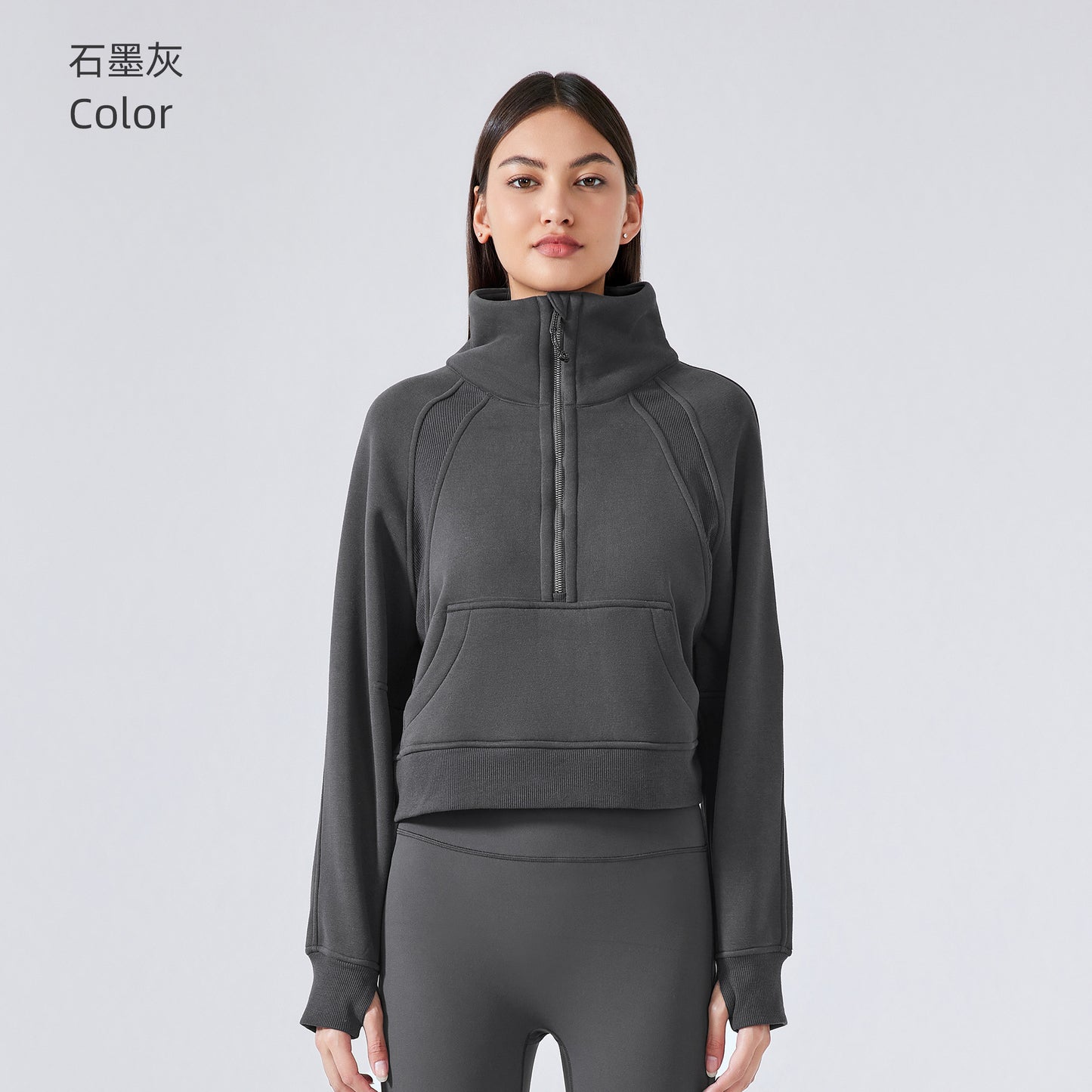 GREEN STAR Half-zip High stand-up collar Golf Shirt Women's FW warm fleece Sweatshirt