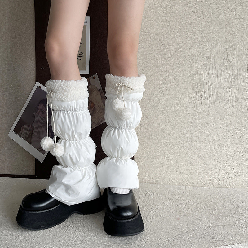 Winter Windproof Wool Lace Leg Warmers, warm leg covers for women